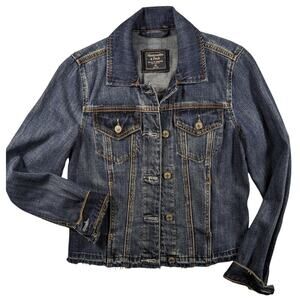 Abercrombie Jean Jacket Womans X-Small Blue Button Closure Distressed EUC